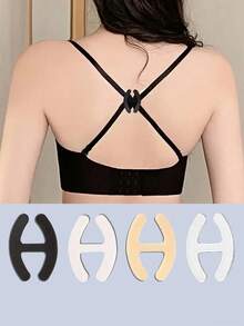 4pcs/2pcs Flower Shaped Bra Strap Clips, Invisible Anti-Slip Bra Strap Holders Women's Undergarment Accessories Invisible Slip-Proof Bra Strap Buckle For Lingerie - Crossback Straps, Transparent Buckle, Anti-Slip