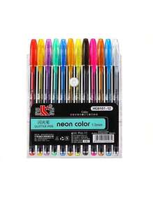 12/24pcs Metal Glitter Gel Pens For School/Office, Adult Coloring Books, Journals, Art Painting, Promotion Pens, School Supplies,Back To School - Multicolor - View 14