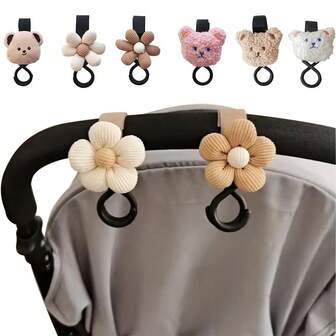 1/2 PCS Baby Stroller Hook Sweet Flower Children Cart Umbrella Hanging Bag Storage Loop Hook Infant Supplies Storage Accessories