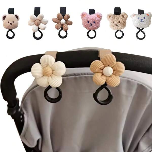 1/2 pezzi Gancio per passeggino neonato, fiore dolce, gancio appendi borsa per carrello bambini, gancio da appendere per accessori e forniture per neonati