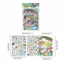 2 张我的小房子系列 3D 房屋贴纸 DIY 场景装饰贴纸 + 1 张场景纸板 - 彩色 - 查看 11