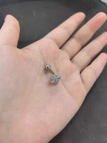 1件925纯银向日葵立方氧化锆肚脐环，人体穿刺饰品