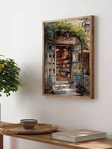 1 Piece Botanical Art Posters Library Hanging Picture Wall Print Vintage Wall Arts Book Lovers Gift Indoor Decoration Home Wall Decor No Frame