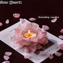 1pc Natural Crystal Raw Stone Candle Holder With Candle/ 1pc Candle Is Sold Separately- Diffuser Stone, Christmas Gift Gemstone, Ornaments, - Candlestick - View 15