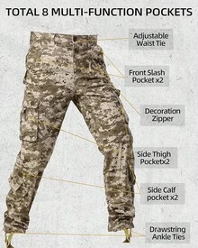 Men's Casual Cargo Pants Military  Camo Pants Combat Work Pants With 8 Pockets-20256688 - Desert Camo - View 3
