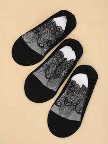 10双装女士深趾隐形袜，薄款防滑船袜，适合圣诞节及所有季节（2/6/10双装） - 黑色 - 查看 2