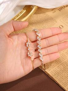 rakol مجموعة سوار أنيقة مكونة من سلسلة عين وشرابة، مناسبة للارتداء اليومي للنساء، الحفلات، الزفاف، هدية عيد الحب، قطعتان