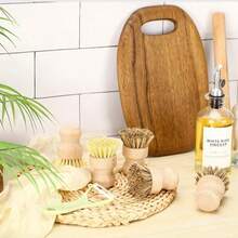 Natural Kitchen Dishwashing Brush With Wood Handle Non Oil Staining Rope Wash - Multicolor - View 2