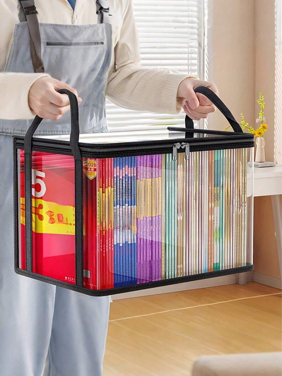 透明PVC收纳袋，多功能整理盒，带翻盖和可视窗口 - 耐用长方形家用收纳容器，适用于玩具、工艺品、书籍、学习用品、零食 - 11种节日场合的完美礼物 - 彩色 - 查看 1