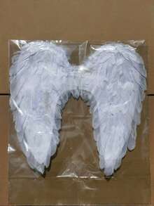 1 件天使羽毛翅膀节日派对装饰道具、圣诞派对用品、圣诞装饰品、圣诞服装 - 白色 - 查看 5