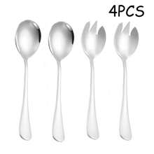 2/4件套沙拉服务套装，不锈钢沙拉勺和叉，耐用沙拉服务套装，适用于家庭/厨房/餐厅/万圣节/圣诞节/新年/派对/复活节，镜面抛光，可用洗碗机清洗 - 彩色 - 查看 17