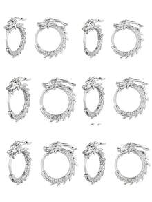 1 Pair Elegant Retro Dragon Pattern Earrings, Suitable For Men And Women Daily Wear, Exquisite Holiday Gift - Multicolor - View 11