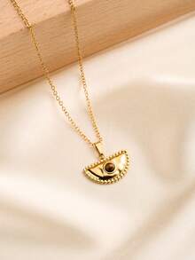 1 件优雅的 18K 镀金不锈钢项链，带有神秘羽毛、黑曜石、紫水晶、新月虎眼石、3D 八角形虎眼石、空心椭圆形八角形蓝色天然石、旋转旭日绿松石、不对称泪滴虎眼石吊坠，防过敏项链适合女性、日常、派对、街头服饰、礼物 - 金色 - 查看 14