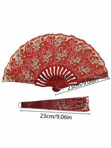 D EXCEED 1Pc Lace Large Folding Hand Fan For Women For Wedding Reception Dance Performance Church Service Party Event Evening - Multicolor - View 10