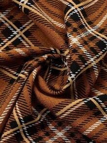 男士休闲弹力腰格子裤，春秋季 - 銅色 - 查看 6