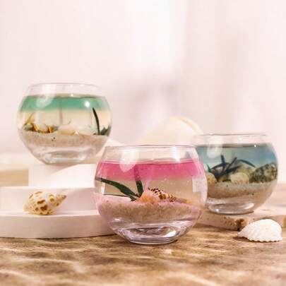1pc/Box, Ocean Life Series Jelly Scented Candles, Beach, Seashell, Conch, Seaweed, Starfish Decor, Ideal For Atmosphere Creation, Suitable For Birthday Gifts, Anniversaries, Home Parties And Decorations