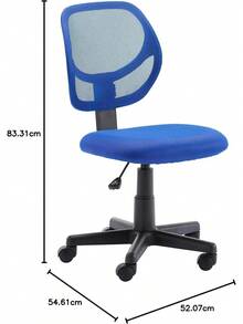 Silla de escritorio de oficina con respaldo bajo, malla tapizada, ajustable, giratoria para computadora, color negro, diseño básico y funcional - Azul - Ver 8