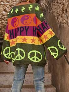 Women's Plus Casual Comfortable Romantic Retro Modern Commute Office Teacher Letter Knit Pullover Sweater, Suitable For Daily, Vacation, Airport, Country Music Festival, Back To School Party, Singles Party, Evening Date, Travel, College, Office Date, Sports & Fitness, Home, Spring, Autumn, Winter