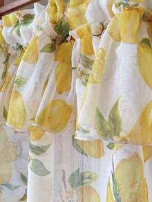 1 件乡村风格黄色柠檬图案双层透明短窗帘帷幔，滤光设计，咖啡厅窗帘帷幔，适用于厨房浴室餐厅窗户 - 黃色 - 查看 2