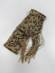 1pc Spicy Girl Y2K Leopard Print Gold And Silver Sparkling Silk Scarf Four Seasons Usable Ribbon Narrow Long Silk Scarf Fashionable Scarf