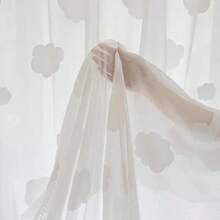 1 pièce Jolie Rideau Transparent Blanc Brodé de Nuages, Convient pour la Chambre à Coucher, le Salon, la Chambre d'Enfant, le Bureau, la Décoration de la Maison