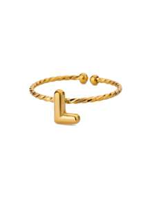 1 Buah Cincin Huruf Awal Tebal Lucu untuk Wanita, Warna Emas, Baja Tahan Karat, Huruf A-Z, Cincin yang Dapat Diatur, Perhiasan Pernikahan Estetis, Hadiah - Yellow Gold - View 28