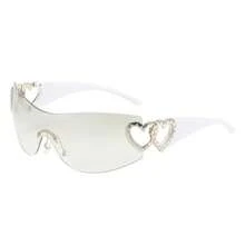 1-Piece Large-Frame Women's Multi-Color Y2K Fashion Sunglasses, Sporty Sunglasses, Fashion Sunglasses With Bohemian Style, Suitable For Parties And Summer Travel, Beach Accessories, Christmas Gifts. - 白色腳銀色 - 查看 3
