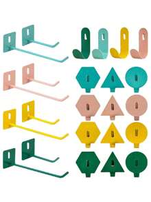 6pcs Hook Round Hole Hook Rack DIY Accessories Color Wall Hook U-Shaped Pendant Black