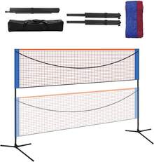 AdooAdii Juego de Red de Bádminton Portátil de Altura Ajustable, Red de Tenis Pickleball con Soporte Postes Red Deportiva de Poliéster, Montaje Rápido Jardín Patio Playa 5.18x1.55M - 1 - Ver 9