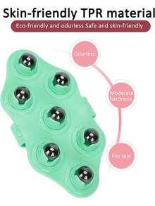 Masajeador portátil de bolas de rodillo, masajeador de rodillo manual giratorio de 360 ​​grados, masajeador de cuentas magnéticas portátil de mano, adecuado para músculos, cuello, piernas, frotando el vientre y las piernas para relajar las piernas, cepillo meridiano moldeador de cintura delgada con siete bolas de dragón magnético - Verde - Ver 5
