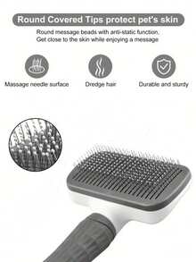 1 Pieza Peine de masaje y limpieza de pelo de perro y gato, peinado rápido, eliminación automática de cabello con un solo clic, peine de masaje para mascotas, limpieza de pelo cómoda, gatos y perros aman ser peinados y limpiados, alivia el estrés y mejora la salud del pelaje