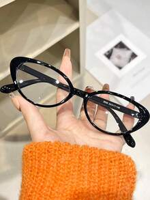 1 Pair Women's Fashionable & Versatile Cat Eye Clear Lens Glasses Frame