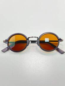 [Betsy]Unisex Vintage Metal Round Sunglasses – Retro Style, Lightweight Comfort & Iconic Look - 琥珀色布朗 - 查看 4