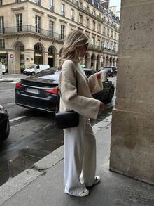 كنزة صوفية نسائية جديدة ذات رقبة عالية محبوكة للخريف والشتاء، بتصميم كاجوال فضفاض مناسب للارتداء اليومي، قياس ضيق، مناسبة لعيد الهالوين