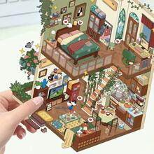 3 件森林小屋风景贴纸场景 DIY 3D 景观贴纸创意剪贴簿和放松，送给朋友的完美礼物，幻想主题贴花 - 彩色 - 查看 10