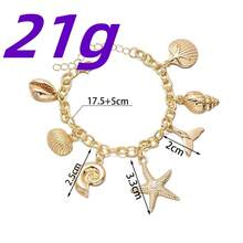 1 pieza Pulsera elegante y versátil de estilo vintage con colgante de estrella de mar, concha y corazón