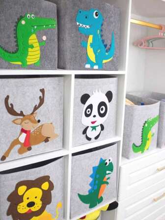 1 st - Förvaringskorg tillverkad av filt, robust och hållbar, och kan vikas för förvaring, vilket sparar 70 % utrymme. Korgen är tryckt med söta djurmönster som och rådjur, vilket ger en lekfull atmosfär.