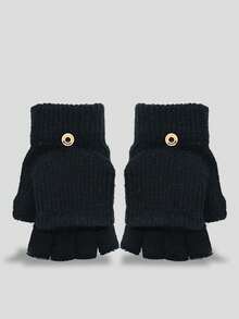 Luvas sem dedos com tampa, Feitas de fio aveludado tricotado, Adequadas para estudantes escreverem, casais pedalarem ao ar livre, looks de outono/inverno