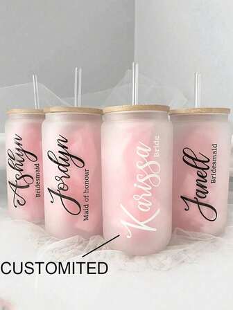 Personalized Glass Tumblers | Bridesmaid Tumblers | Iced Coffee Cup | Personalized Gifts | Proposal Box Gifts | Birthday Gift | Bride Easy To Clean, Exquisite,High-Quality Custom,Personalized,Unique Ideal Gifts For Her Her,Boyfriend,Girlfriend,Dad,Mom,Family,Friends,Son,Daughter,School Students,Workers,Kids School,Home,Office