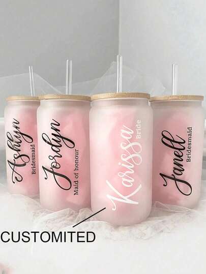 Personalized Glass Tumblers | Bridesmaid Tumblers | Iced Coffee Cup | Personalized Gifts | Proposal Box Gifts | Birthday Gift | Bride Easy To Clean, Exquisite,High-Quality Custom,Personalized,Unique Ideal Gifts For Her Her,Boyfriend,Girlfriend,Dad,Mom,Family,Friends,Son,Daughter,School Students,Workers,Kids School,Home,Office
