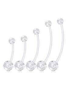 5Pcs Pregnancy Belly Button Rings Long Bar Sport Maternity Flexible Bioplast Clear Navel Belly Rings Piercing Retainer For Pregnant - Multicolor - View 4