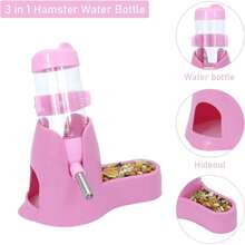 3 In 1 Hamster Hanging Water Bottle 80ml Pet Auto Dispenser With Base For Dwarf Hamster Mouse Rat Hedgehog - Màu vàng - Xem 10