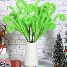 6pcs/1pc Green Feather Fluffy Christmas Picks, Green Furry Christmas Tree Decorations, Christmas Hat Wreath Vase Filler - Multicolor - View 2