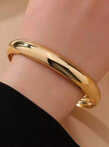 1pc/Set Fashionable Luxury Minimalist High-End Glossy Gold Women Bracelet Jewelry, Versatile Daily Casual Wear - Yellow Gold - View 6
