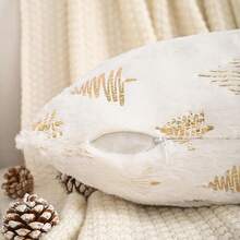 1 față de pernă neumplută, față de pernă din blană de iepure cu folie aurie de Crăciun, potrivită pentru sufragerie și uz casnic