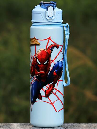 Cartoon Water Bottle With Lid And Straw, Portable And Durable, Suitable For Travel And Outdoor Sports And Fitness, A Birthday Gift For Friends And Family.