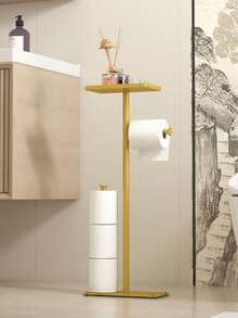 1pc Standalone Toilet Paper Holder With Storage Tray - Stylish Multi-Roll Paper Storage Rack, Suitable For Bathroom And Kitchen, Space-Saving Design, Bathroom Storage, Bathroom Accessories