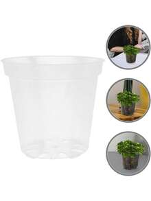 Orchid Seedling Round Pot, Transparent Orchid Container, Round Pot, Butterfly Orchid Transparent Plastic Pot Green Plant Pot Dendrobium Phalaenopsis Rose Cutting Planting Experimental Pot - Transparent - View 5