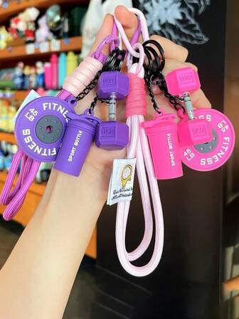 Mini mancuerna llavero, llavero de silicona con tema deportivo, cierre de anillo desmontable, material de PVC, adecuado como regalo de fiesta, regalo de Navidad, accesorio de llave de coche y mochila para amantes del fitness. Original accesorio deportivo de cuerda de colores para bolso, llavero conmemorativo para enviar a novio y novia