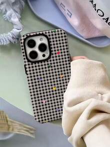 Minimalist Heart Striped Plaid Full Coverage Large Hole Anti-Drop Design Anti-Slip English Film Shell New Apple 17 Phone Case, Compatible With IPhone 16, 15, 14, 13, 12, 11, PRO MAX, PLUS Models - Multicolor - View 4